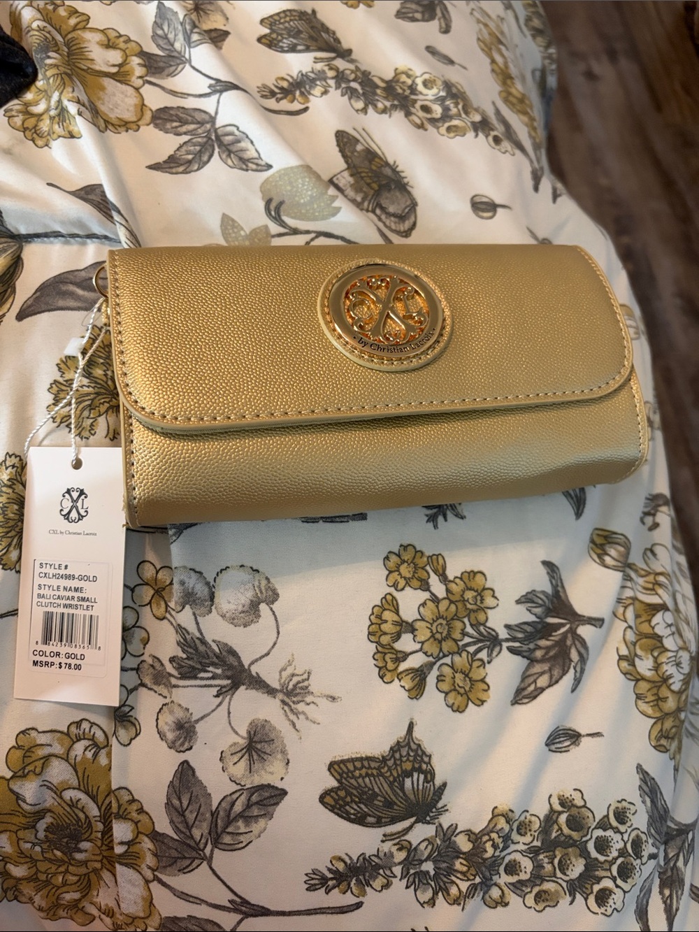 Christian Lacroix Metallic Gold Clutch Wristlet